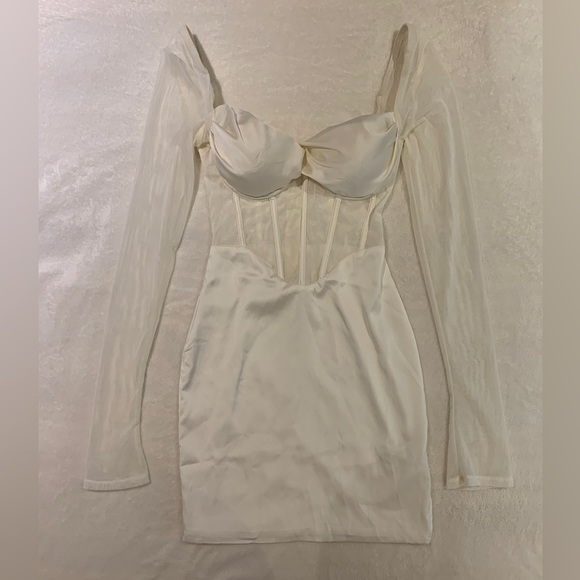 Oh Polly - US Size 2 - LORIENT Long Sleeve Mesh Corset Mini Dress - Picture 2 of 3